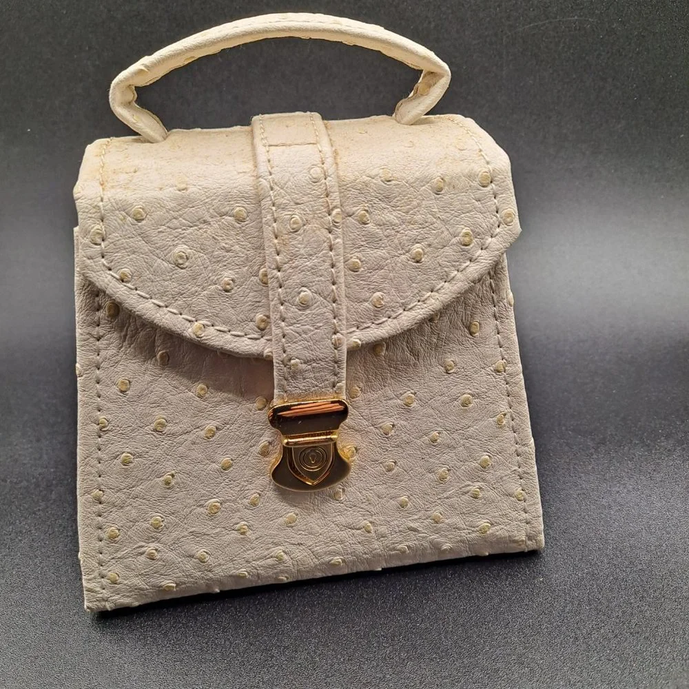 Ostrich-Design Texture Hard Case Jewelry Carrying Case Smaller Size